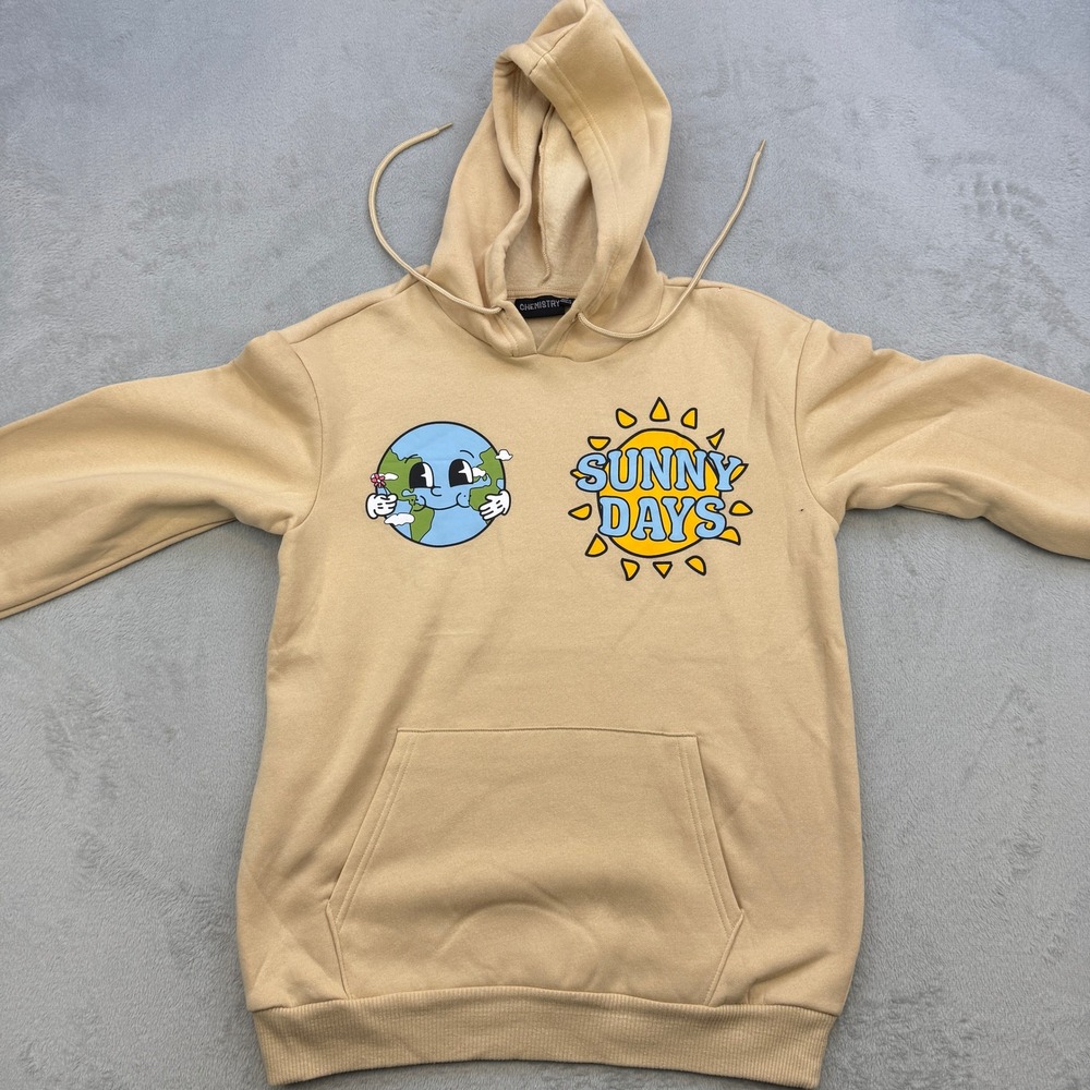 Chemistry Hoodie Mens Small Tan Sunny Days Earth Graphic Better Than Great Retro